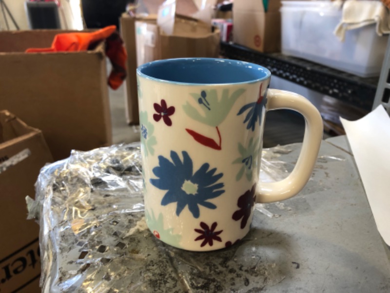 Photo 2 of 16oz Stoneware Floral Mug White - Room Essentials --- Pack of 2