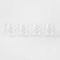 Photo 1 of 14oz 4pk Plastic Floral Stemless Wine Glasses - Sun Squad pack of 2