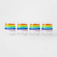 Photo 1 of 14oz 4pk Plastic Rainbow Cabana Stemless Wine Glasses - Sun Squad