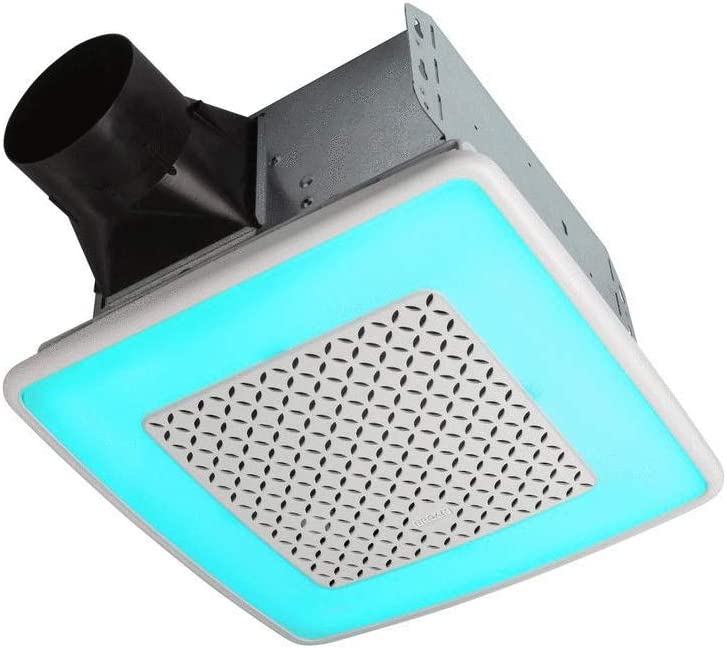 Photo 1 of Broan ChromaComfort 110 CFM Ventilation Fan with 24 Color Selectable LED, 1.5 Sones, ENERGY STAR Certified, White