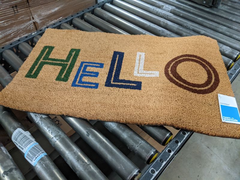 Photo 2 of 1'6"x2'6" Hello Colorblocked Coir Doormat - Room Essentials™