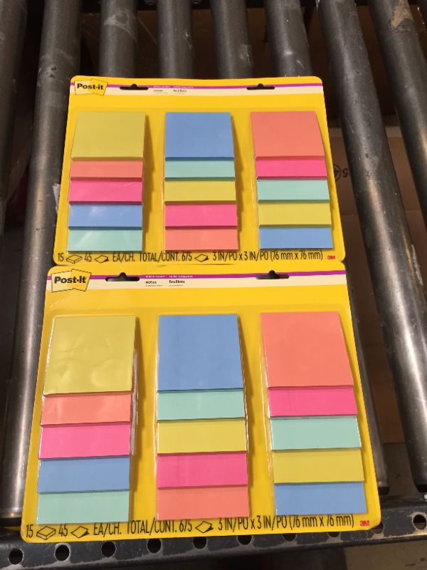 Photo 2 of Post-it Super Sticky Notes, 3 in x 3 in, 15 Pads, Bright Neon Colors & Mini Notes, 1.5 in x 2 in, 24 Pads, America's #1 Favorite Sticky Notes, Marseille Collection, Pastel Colors (Pink, Mint, Yellow) 2 SETS
