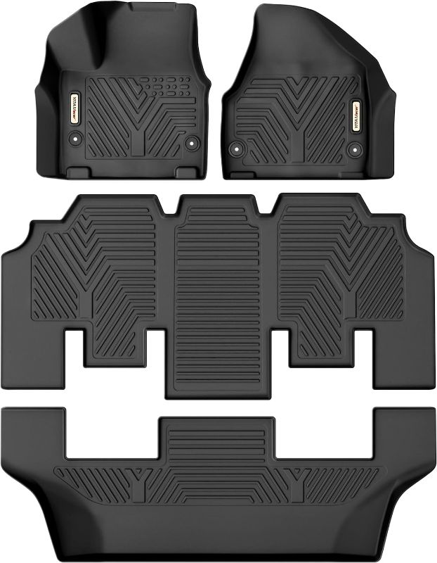 Photo 1 of YITAMOTOR Floor Mats 3 Row Liner Set Black Compatible with 2017-2021 Chrysler Pacifica (No Hybrid Models), Included 1st 2nd 3rd Row All Weather Protection Floor Liners

