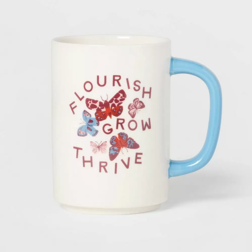Photo 1 of 2 pack 16oz Stoneware Flourish Grow Thrive Mug - Room Essentials
