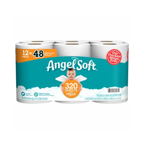 Photo 1 of ANGEL SOFT 79397 Toilet Paper 12 Rolls 320 sheet 405.33 sq ft White
