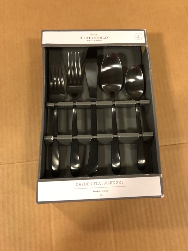 Photo 2 of 5pc Stainless Steel Kayden Silverware Set Matte Black - Threshold™