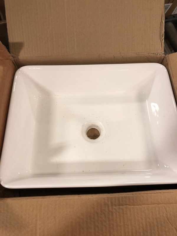 Photo 2 of KES Rectangle Vessel Sink 16"X12" White Bathroom Sink Above Counter Porcelain Ceramic Small Sink Bowl