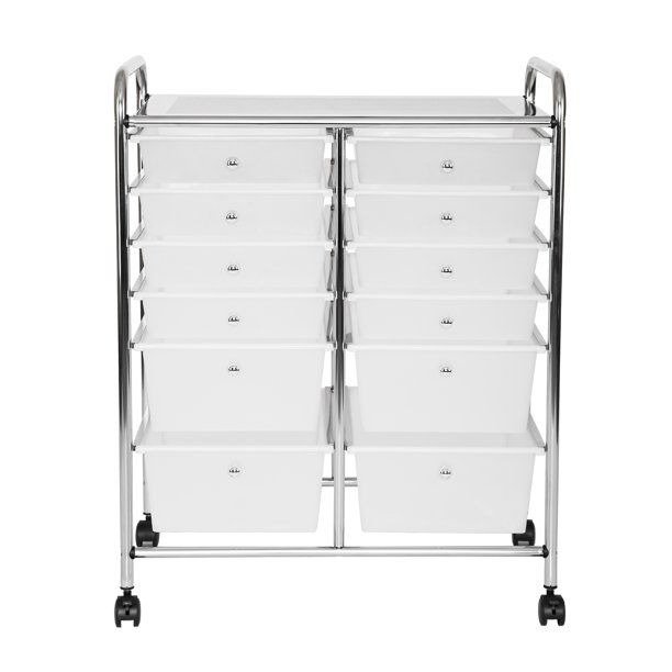 Photo 1 of 12-Drawer Organizer Cart in Frost White
