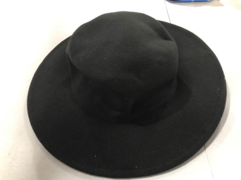 Photo 1 of  Women Men Classic Felt Fedora Hat Wide Brim Flat Top Jazz Panama Hat Casual Party Church Hat 57 