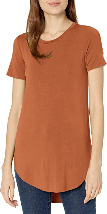 Photo 1 of Amazon Brand - Daily Ritual Women's Jersey Short-Sleeve Open Crewneck Tunic, Caramel, XX-Large (B07TD73FNK)
