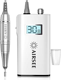 Photo 1 of AIRSEE Rechargeable 30000RPM Electric Nail Drill Professional Portable E File Machine for Acrylic Nails Natural Extension Gel Nails Polish Cuticle, Cordless High Speed for Salon Use or Home DIY White
