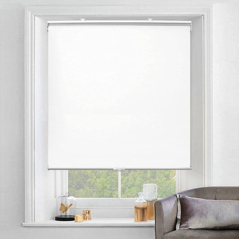 Photo 1 of Allbright Cordless Roller Shades 100% Blackout Blinds (33" W x 72" H, White) Thermal Insulated Fabric UV Protection Roller Shades Blinds for Windows, for Office and Home, Easy to Install