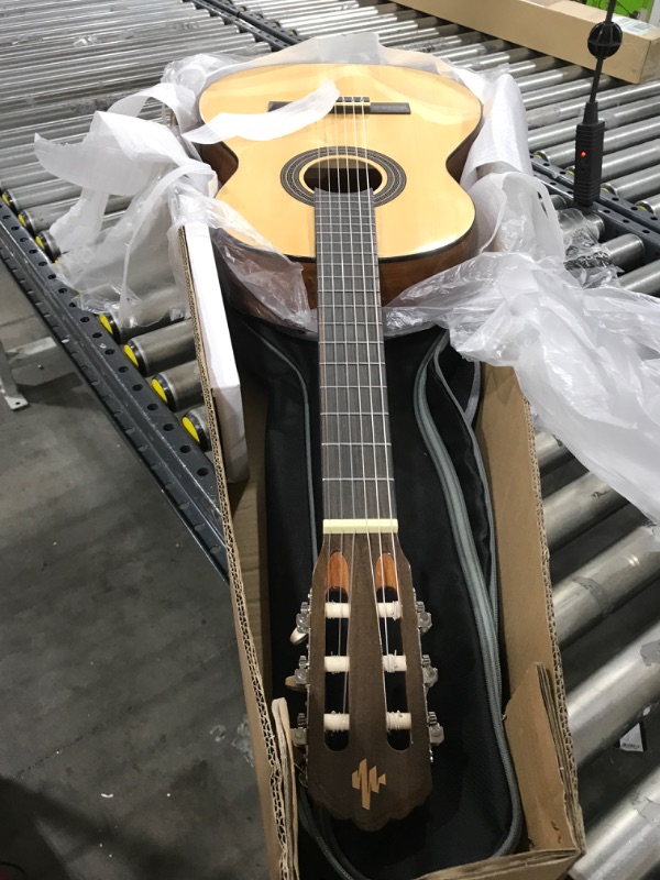 Photo 2 of Donner DCG-1 39 Inch Full Size Classical Acoustic Guitar Beginner Bundle Kit Spruce Mahogany Body with Gig Bag Footstool Nylon Strings Capo Tuner for Adult natural