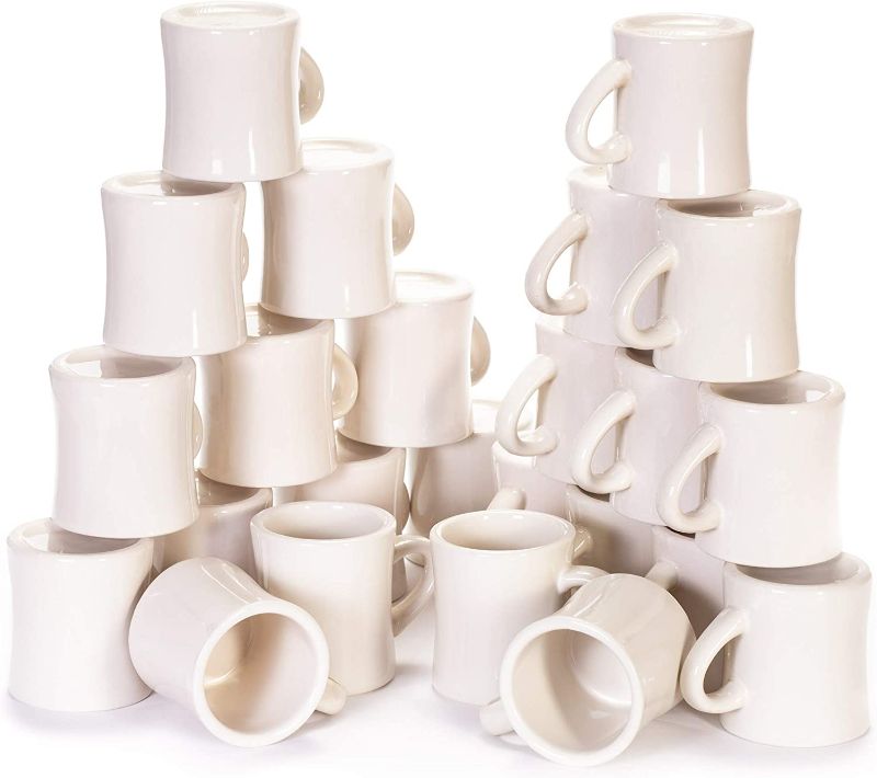 Photo 1 of 24-pack Diner Coffee Mugs, Tea & Hot Beverages, 10oz - Classic Pure White Diner Mugs, Thick Ceramic Cups with Heavy Duty Handles Drinking Glasses for Restaurant, Café, Coffee Shop & Catering Supplies