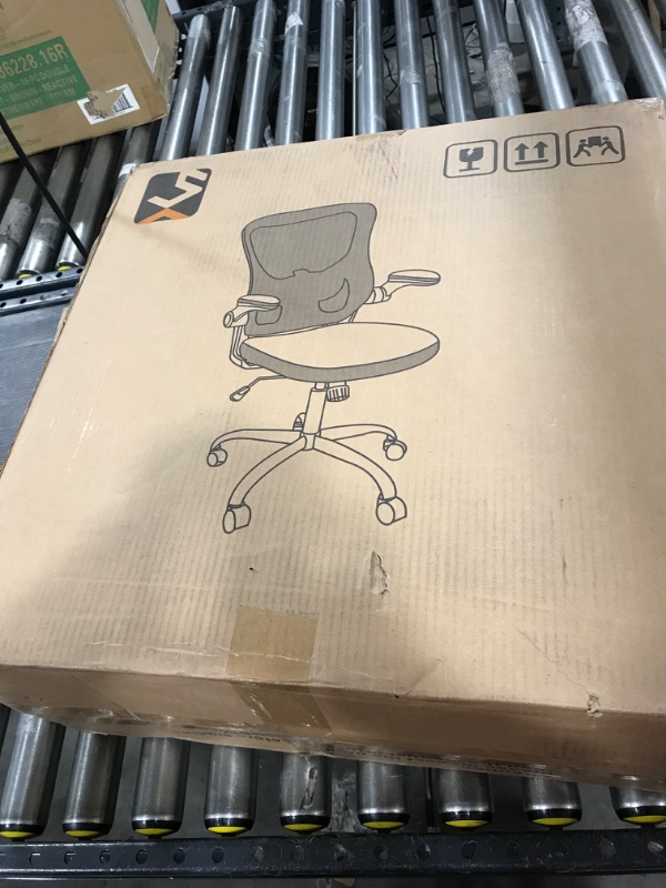 Photo 2 of *** FACTORY SEALED*** Office Chair,PU Cushion Ergonomic Desk Chair,Mesh Mid Back Height Computer Chair,Flip-up Armests Home Computer Chair,Adjustable Lumbar Support Task Chair with Soft Seat,Black