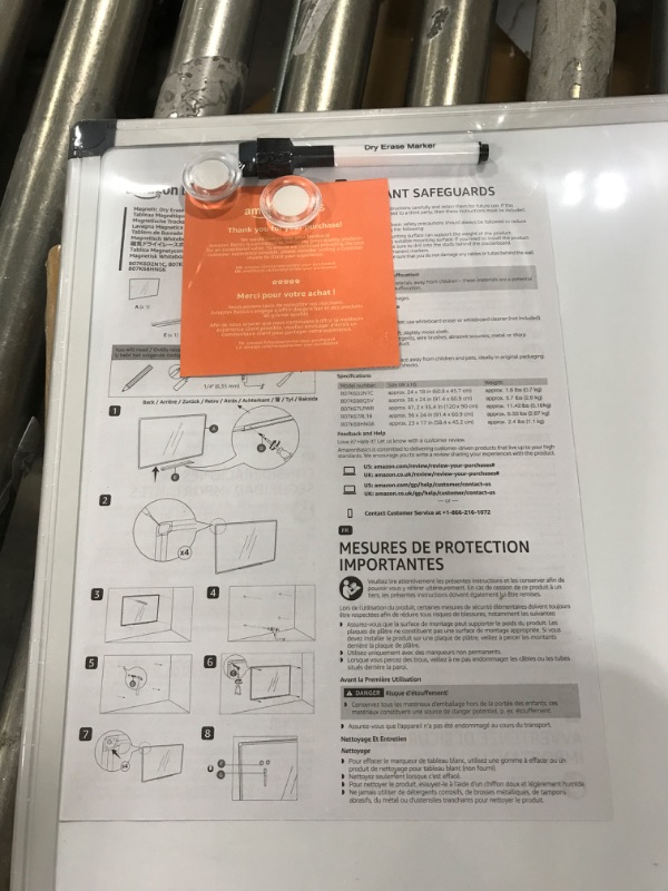 Photo 3 of Amazon Basics Magnetic Dry Erase White Board, 24 x 18-Inch Whiteboard - Silver Aluminium Frame 18"x24" Magnetic, Aluminum Frame