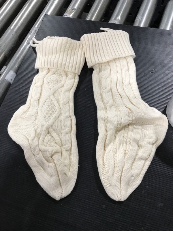 Photo 1 of 2 of the Unique Ivory White Knit Christmas Stockings 
