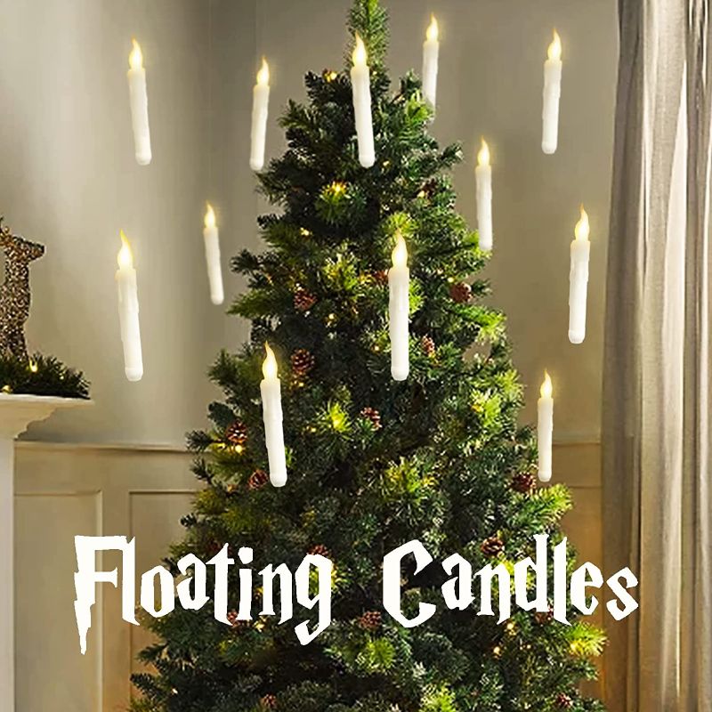 Photo 1 of  Floating LED Candles with Remote Control - White Xmas Witch Halloween Decor Holiday Party Supplies Birthday Wedding Indoor Home Room Classroom Bedroom