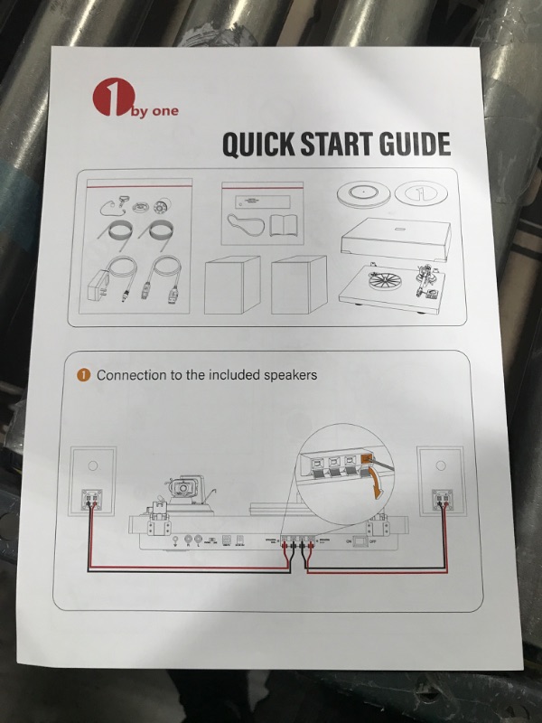 Photo 4 of 1 BY ONE Bluetooth Turntable HiFi System with 36 Watt Bookshelf Speakers, Patend Designed Vinyl Record Player with Magnetic Cartridge, Bluetooth Playback and Auto Off
