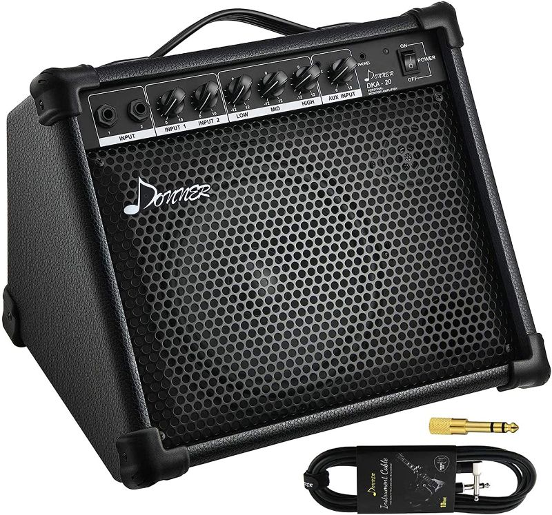 Photo 1 of Donner DKA-20 Keyboard Amplifier 20 Watt Keyboard AMP with Aux in and Two Channels, Bass Guitar Amp, Piano Amplifier, Electronic Drum Speaker Support for Microphone Input