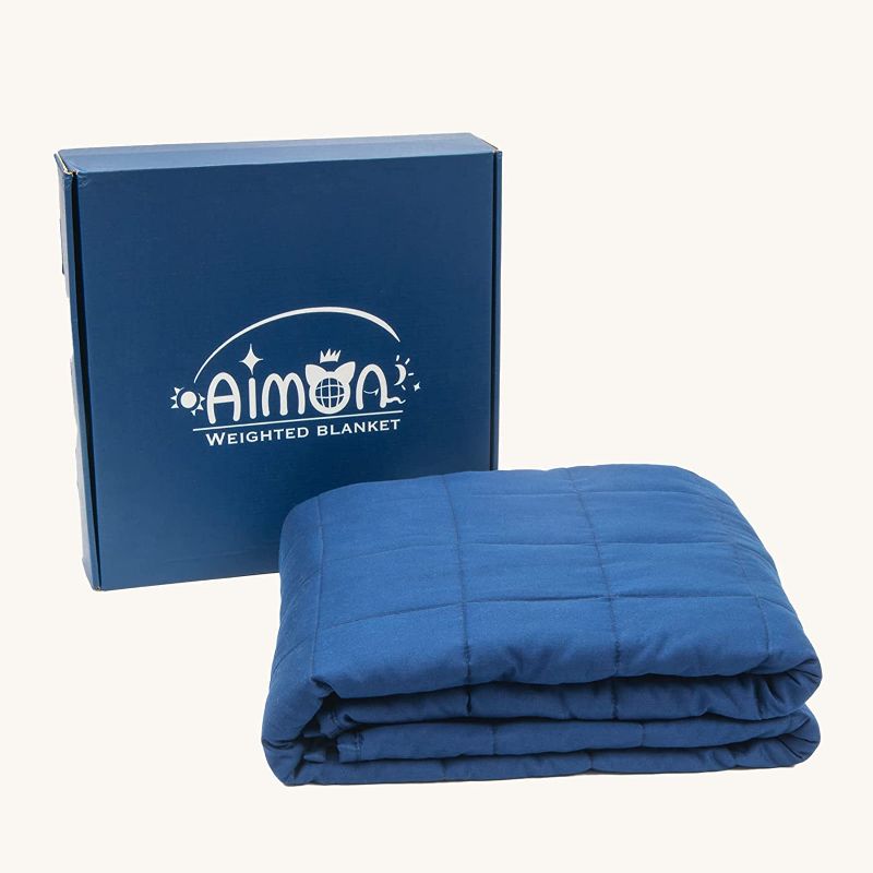 Photo 1 of Aimon Weighted Blanket Kids, Childrens Weighted Blanket, Kid Weighted Blanket, Washable Weighted Blanket, 100% Cotoon, with Premium Glass Beads (41"*60", 7Lbs, Dark-Blue)