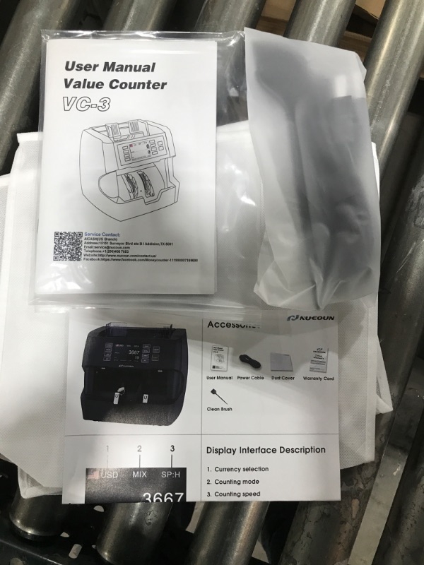 Photo 4 of NUCOUN VC-3 Money Counter Machine Mixed Denomination, Value Counting, CIS/UV/IR/MG/MT Counterfeit Detection, USD/Euro/CAD/MXN, Printer Enabled Bill Cash Counter for Business
