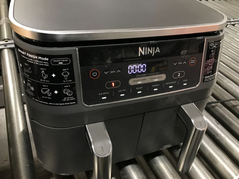 Photo 2 of Ninja Foodi DZ201 6-in-1 8-qt. 2-Basket Air Fryer with DualZone Technology- Air Fry, Broil, Roast, Dehydrate, Reheat and Bake
