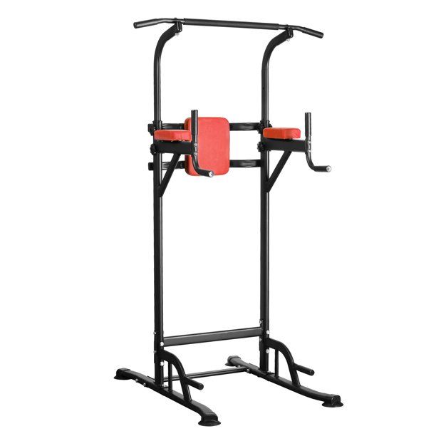 Photo 1 of Ainfox Power Tower Exercise Equioment Multi-Function Home Strength Training Tower Dip Stands Workout Station(Black Red)
