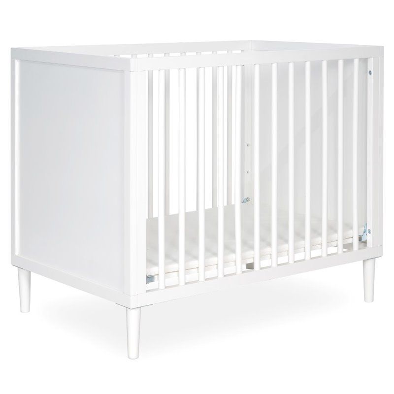 Photo 1 of Dream on Me Lucas Mini Modern Crib with Rounded Spindles I Convertible Crib I Mid- Century Meets Modern I Portable Crib
