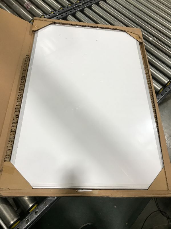 Photo 2 of Amazon Basics Magnetic Dry Erase White Board, 36 x 24-Inch Whiteboard - Silver Aluminum Frame 24" x 36" Magnetic, Aluminum Frame