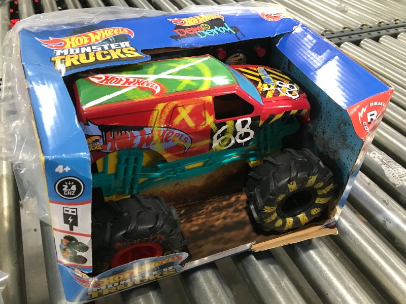 Photo 2 of ?Hot Wheels RC Monster Trucks 1:15 Scale HW Demo Derby, 1 Remote-Control Toy Truck with Terrain Action Tires, Toy for Kids 4 Years Old & Older HW DEMO DERBY RC