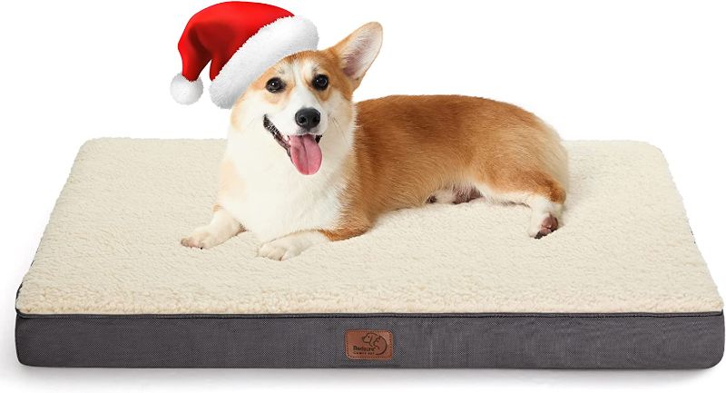 Photo 1 of BEDSURE Medium Dog Bed for Medium Dogs Up to 50lbs - Orthopedic Dog Beds with Removable Washable Cover, Egg Crate Foam Pet Bed Mat, Grey
