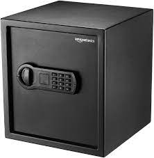 Photo 1 of Amazon Basics Steel Home Security Safe with Programmable Keypad - Valuables - 1.2 Cubic Feet, 13 x 13 x 14.2 Inches, Black & 8-Sheet Capacity, Cross-Cut Paper and Credit Card Shredder, 4.1 Gallon