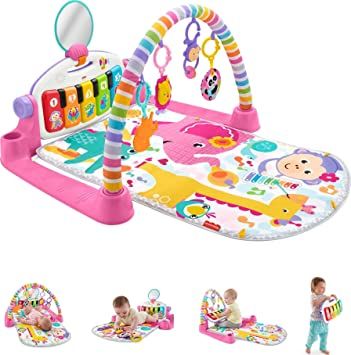 Photo 1 of Fisher-Price Deluxe Kick & Play Piano Gym, Pink, Baby Activity Playmat With Toy Piano, Lights, Music And Smart Stages Learning Content