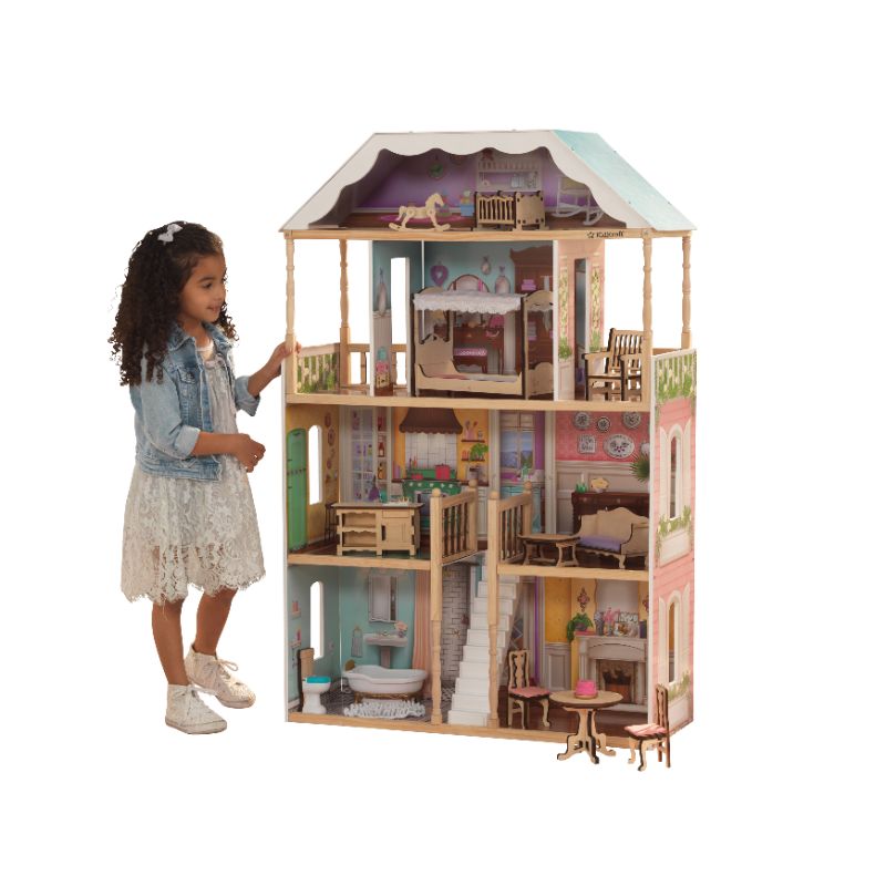 Photo 1 of KidKraft Charlotte Classic Wooden Dollhouse with 14 Accessories
