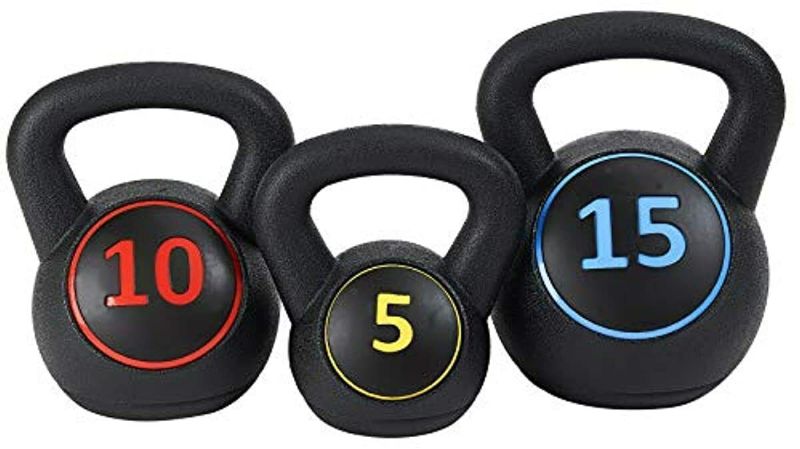 Photo 1 of 3-Piece Kettlebell Exercise Set Fitness Weights Home Gym Wide Grip for Balance