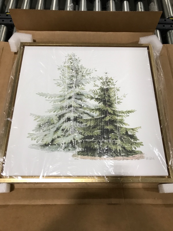 Photo 2 of Amanti Art Framed Canvas Wall Art Print Vintage Wooded Holiday Trees in Snow by Katie Pertiet (22 in. W x 22 in. H), Sylvie Gold Frame - Medium Sylvie Gold 22 x 22 in