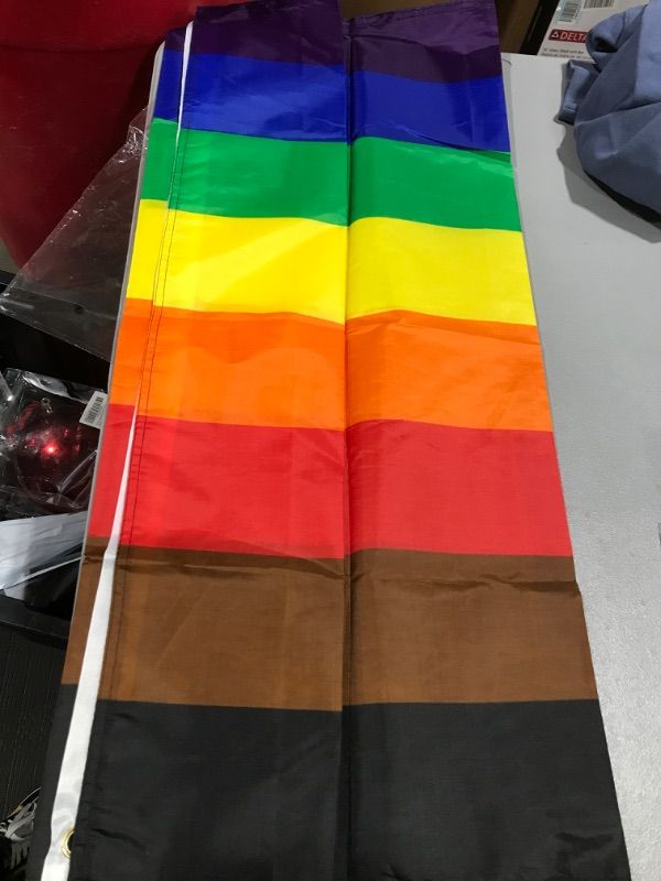 Photo 2 of 3X5FT WATER RESISTANT 8 STRIPE RAINBOW FLAG LGBT PRIDE AND TRANSGENDER PRIDE FLAG  20 PACK