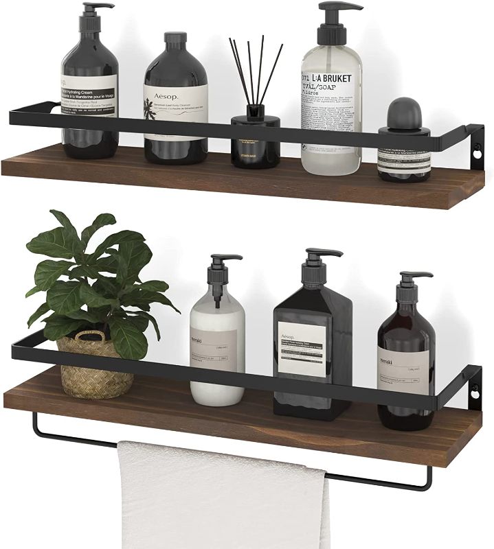 Photo 1 of  Floating Shelves Wall Mounted Storage Shelves for Kitchen, Bathroom,Set of 2 Brown---5.83"D x 16.53"W x 4.52"H

