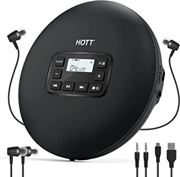 Photo 1 of HOTT CD204 Portable CD Player, Personal Compact CD Player with Headphones, Anti-Skip/Shockproof for Home Travel and Car, Small Music CD Walkman with LCD Display for Adults Students Kids-Black
