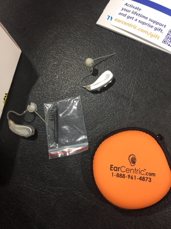 Photo 4 of [Silver] EarCentric EasyCharge Rechargeable Hearing Aids (Pair) for Seniors, Behind-The-Ear BTE Ear Aid PSAP digital Personal sound amplification products devices with Noise Cancellation