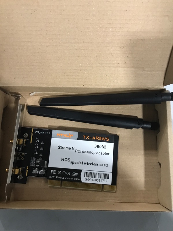 Photo 2 of Zyyini TX-AR9WS WiFi Card 300Mbps, Wireless WiFi Network Adapter with2 Antennas 802.11b/g/n 2.4G PCI Desktop Adapter Two Way 180M Support B/G/N Band for Desktop, Win XP/WIN7/WIN8/WIN10