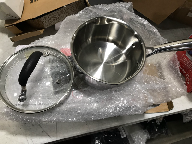 Photo 2 of AVACRAFT Tri-Ply Stainless Steel Saucepan with Glass Strainer Lid, Two Side Spouts, Ergonomic Handle, Multipurpose Sauce Pan with Lid, Sauce Pot, Cooking Pot (Tri-Ply Full Body, 1.5 Quart) Tri-Ply Full Body 1.5 QT