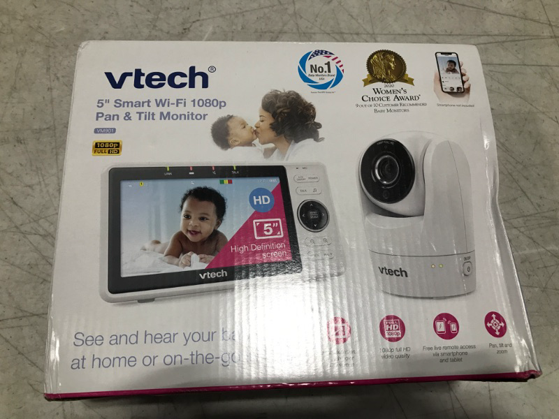 Photo 1 of VTech Upgraded Smart WiFi Baby Monitor VM901, 5-inch 720p Display, 1080p Camera, HD NightVision, Fully Remote Pan Tilt Zoom, 2-Way Talk, Free Smart Phone App, Works with iOS, Android