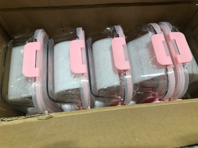 Photo 2 of [10 Pack] Glass Meal Prep Containers, Food Storage Containers with Lids Airtight, Glass Lunch Boxes, Microwave, Oven, Freezer and Dishwasher Safe Pink