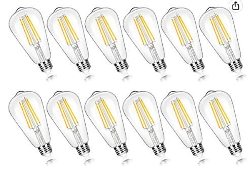 Photo 1 of 12-Pack Vintage 7W ST58 LED Edison Light Bulbs 60W Equivalent, 850Lumens, 3000K Soft Warm White, E26 Base LED Filament Bulbs, CRI90+, Antique Glass Style Great for Home, Bedroom, Office, Non-Dimmable