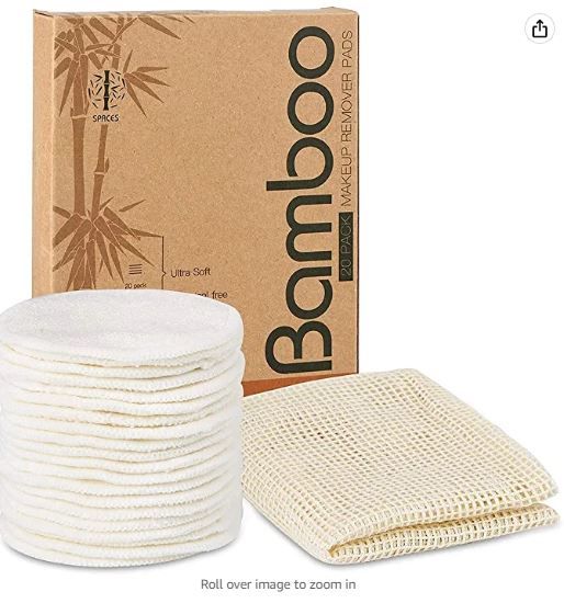 Photo 1 of 20 Packs Organic Reusable Makeup Remover Pads, Washable Eco-friendly Natural Bamboo Cotton Rounds for all skin types with Cotton Laundry Bag