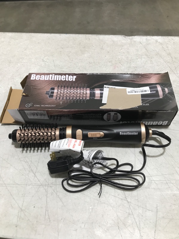 Photo 2 of Beautimeter Hair Dryer Brush, 3-in-1 Round Hot Air Spin Brush Kit for Styling and Frizz Control, Negative Ionic Blow Hair Dryer Brush Volumizer, 2 Detachable Auto-Rotating Curling Brush, Black & Gold