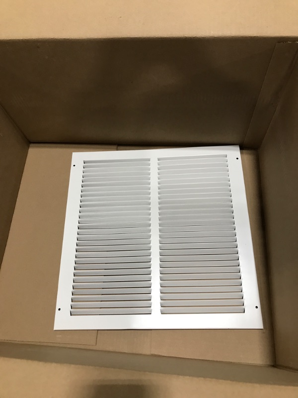 Photo 2 of 14"W x 14"H [Duct Opening Measurements] Steel Return Air Grille (HD Series) Vent Cover Grill for Sidewall and Ceiling, White | Outer Dimensions: 15.75"W X 15.75"H for 14x14 Duct Opening Duct Opening Size: 14"x14"
