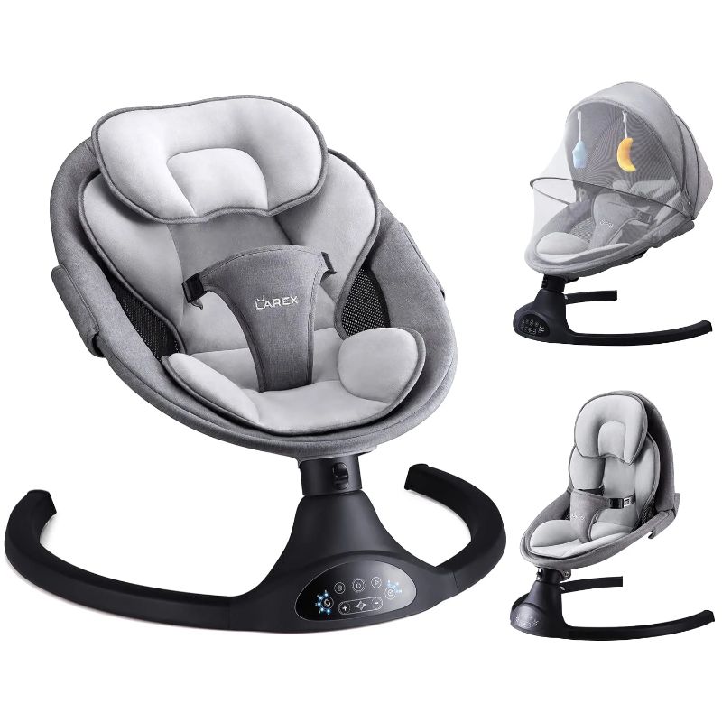 Photo 1 of Baby Swing for Infants | Electric Bouncer for Babies,Portable Swing for Baby Boy Girl,Remote Control Indoor Baby Rocker with 5 Sway Speeds,3 Seat Positions,10 Music and Bluetooth 